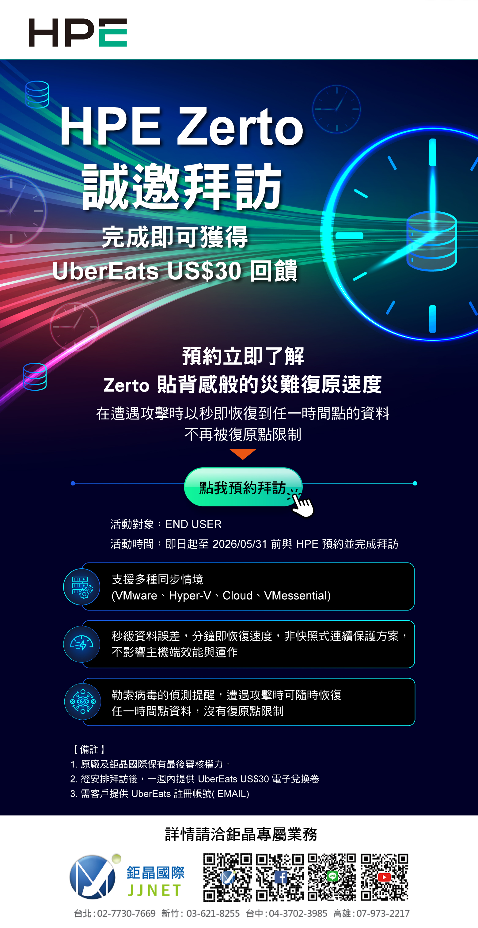 【HPE Zerto誠邀拜訪】預約立即了解Zerto 貼背感般的災難復原速度,完成即可獲得 UberEats US$30 回饋!